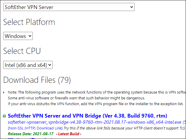 Download SoftEther VPN Server for Windows