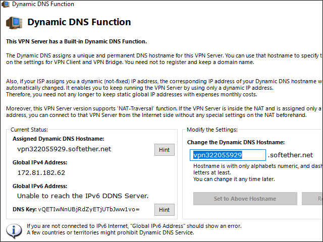 SoftEther Dynamic DNS Function